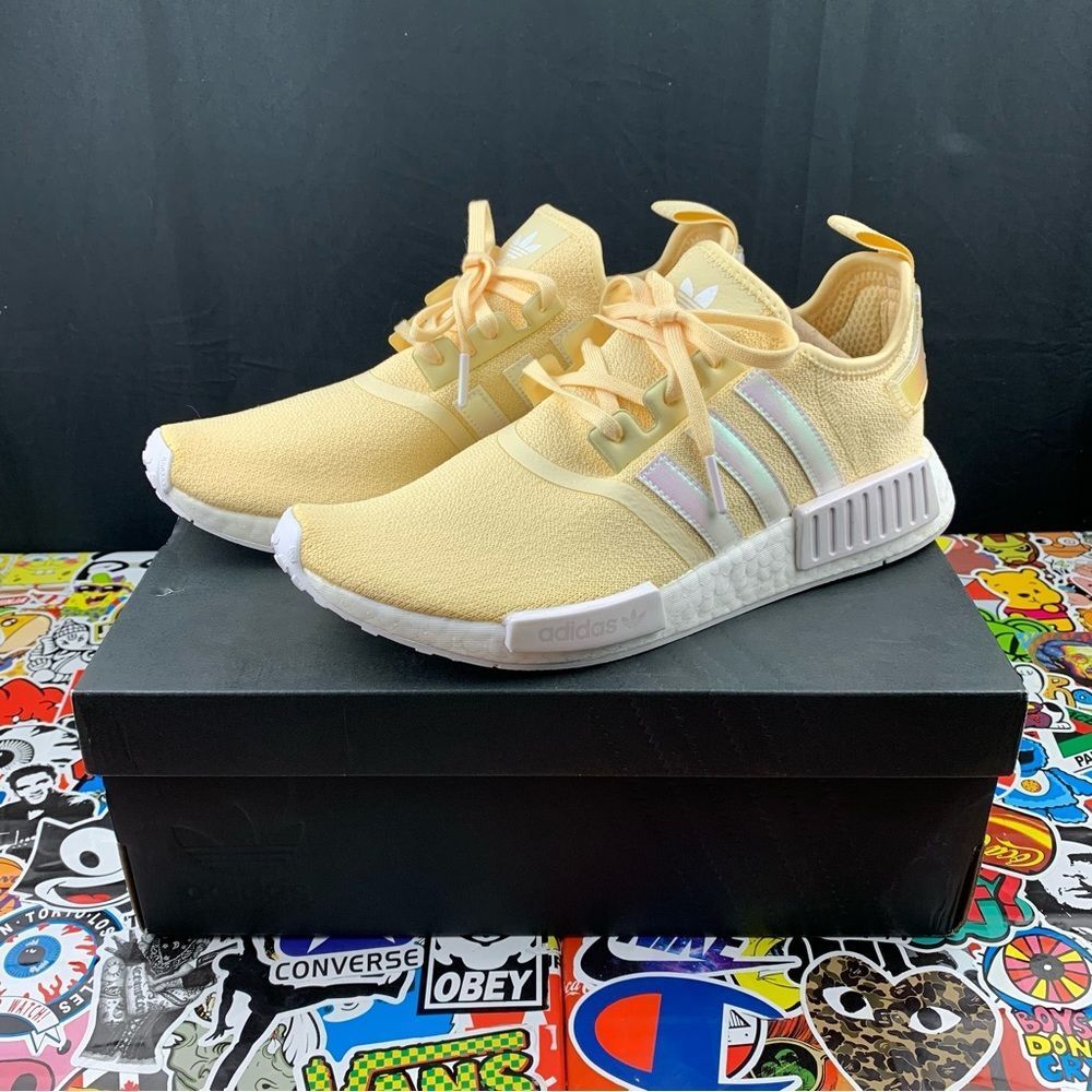 adidas NMD R1 Yellow and White Athletic Shoes